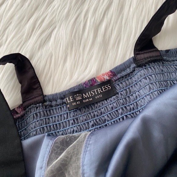 Little Mistress Floral Midi Dress in Gray and Pink - Picture 3 of 5